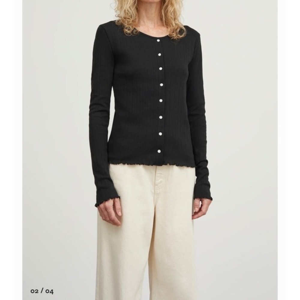 Skall Studio 100% Organic Cotton Boho Cottagecore Pointelle Edie Cardigan M